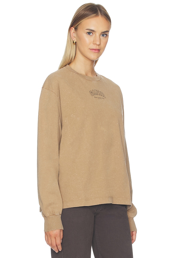 view 2 of 5 Future Essentials Washed Effect Long Sleeve Pullover in Coca Mocha