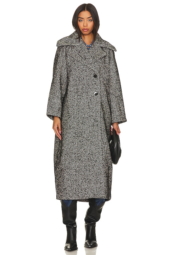 view 2 of 5 Herringbone Wool Coat in Black