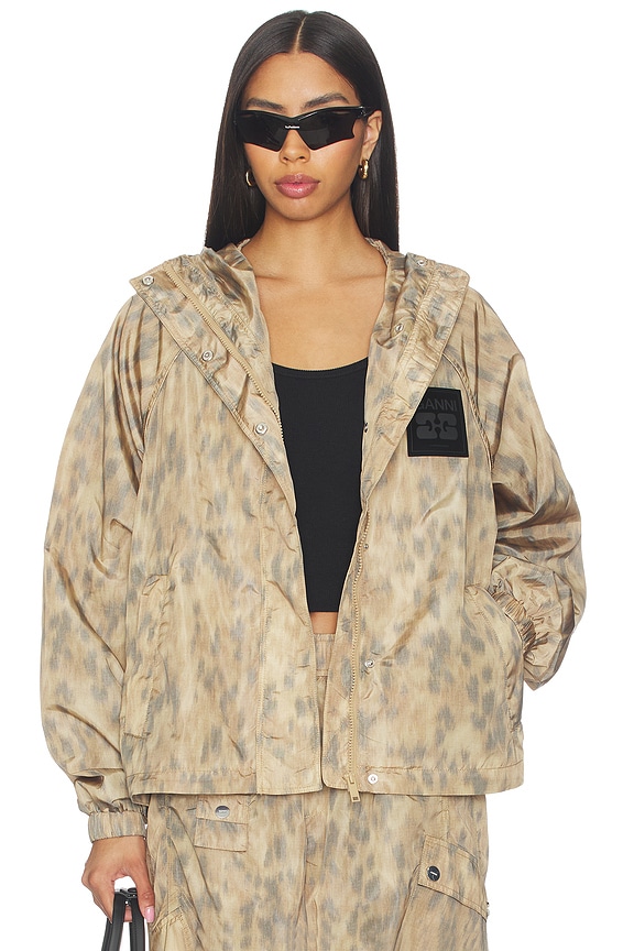 view 2 of 6 BLOUSON PRINTED FLYWEIGHT NYLON HOODED in Burro