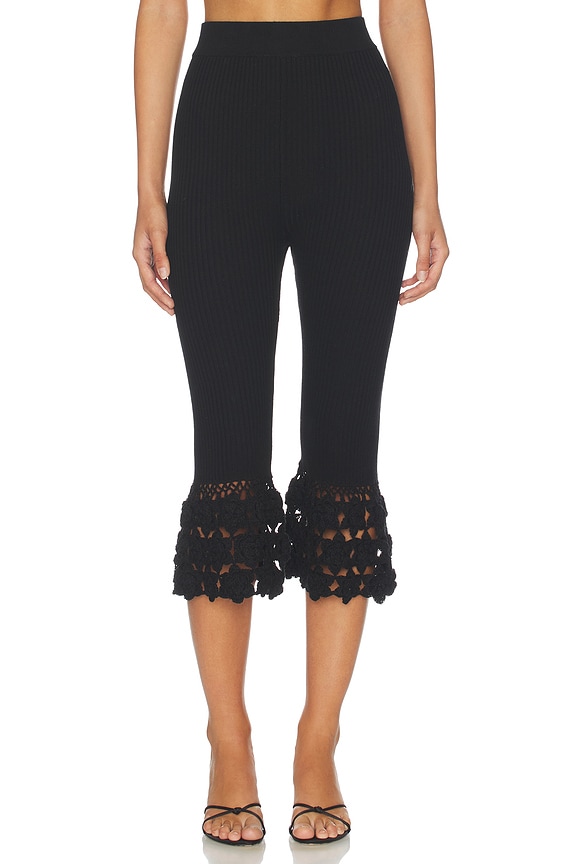 view 1 of 6 PANTALON FINE COTTON RIB CROCHET in Black
