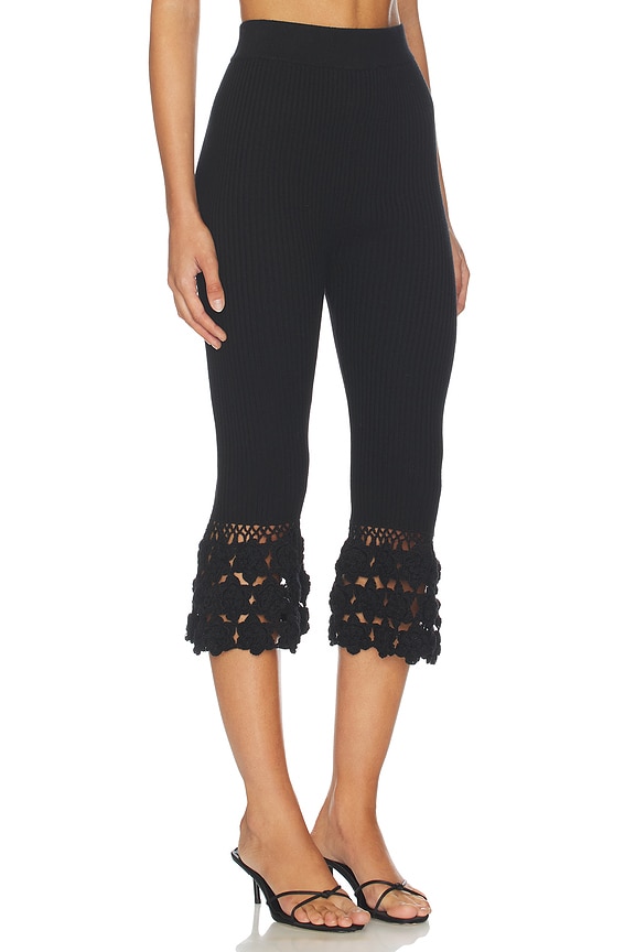 view 2 of 6 PANTALON FINE COTTON RIB CROCHET in Black