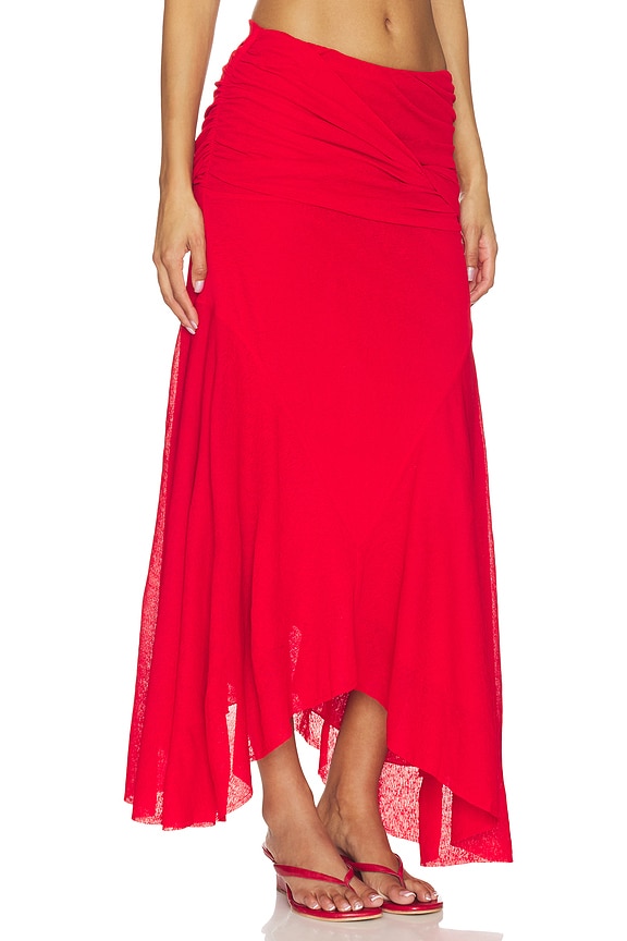 view 2 of 6 Marl Mesh Draped Long Skirt in Goji Berry