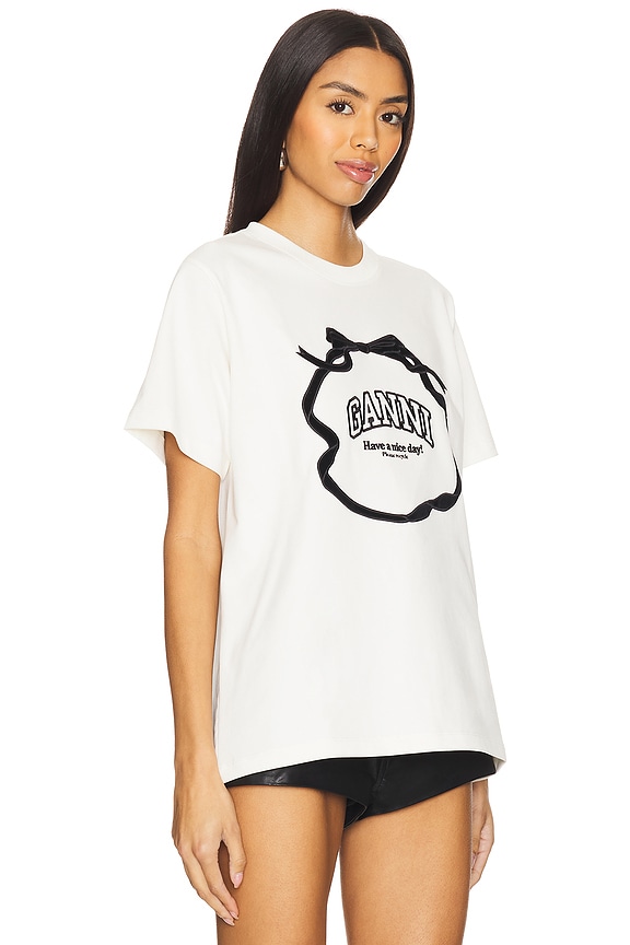 view 2 of 4 Heavy Cotton Bow Relaxed T-Shirt in Egret