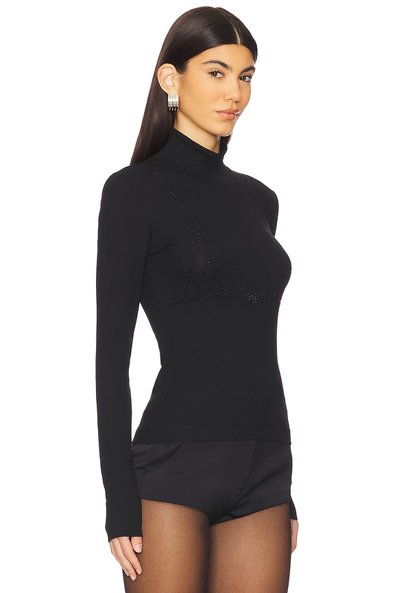 view 2 of 5 LONG SLEEVE RHINESTONE 티셔츠 in Black