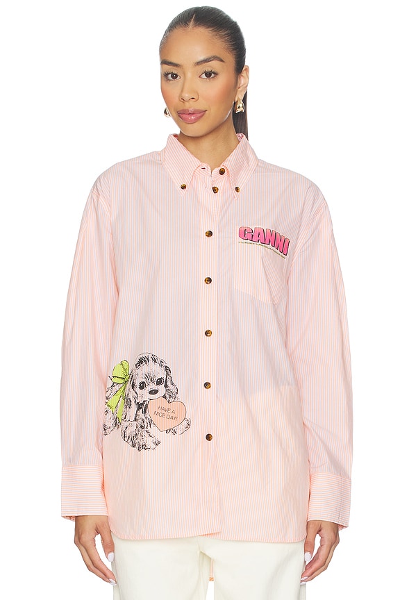 view 2 of 7 Stripe Cotton Oversized Shirt in Peach Parfait
