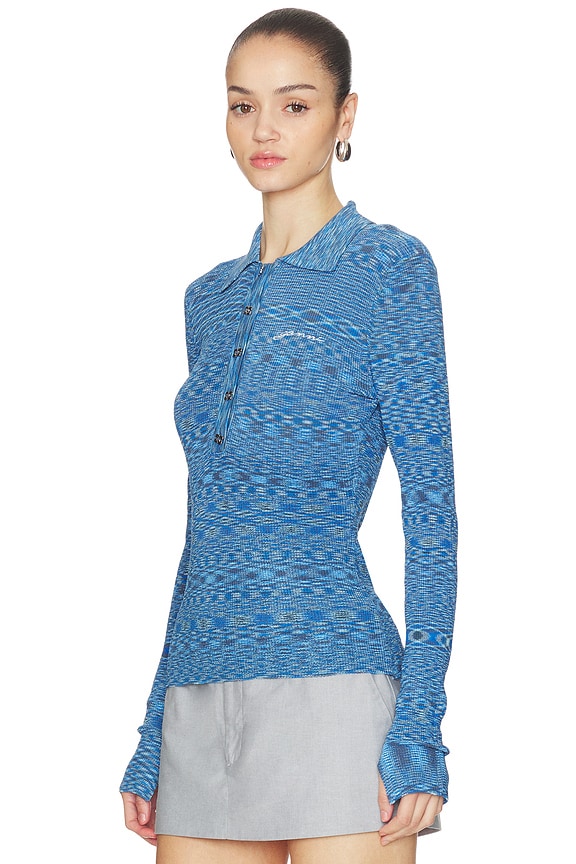 view 2 of 5 Spacedyed Polo Top in Blissful Blue