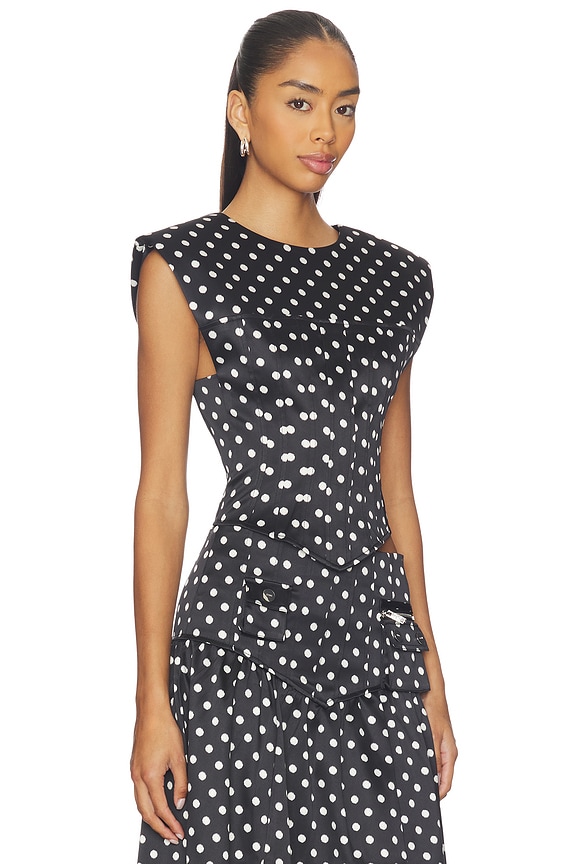 view 2 of 4 Printed Double Satin Corset Top in Black