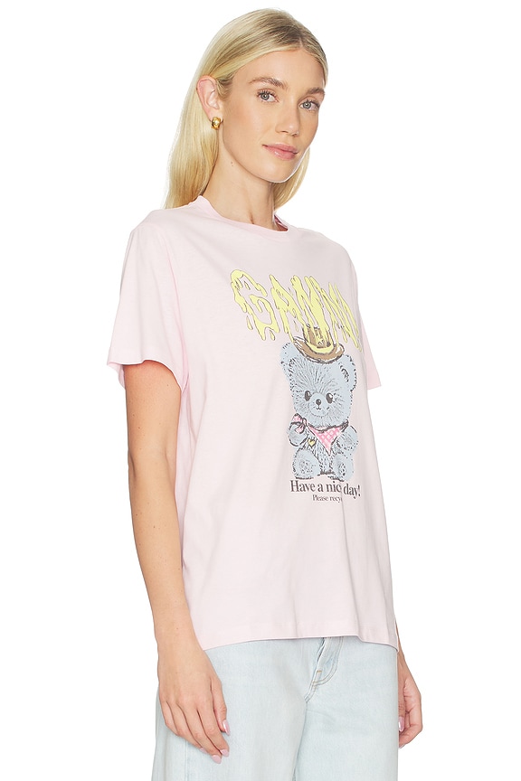 view 2 of 4 Basic Cotton Jersey T-shirt Cowboy Bear Print in Chalk Pink
