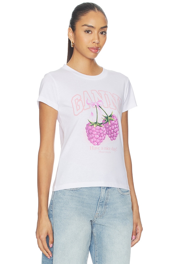 view 2 of 4 Baby Fit Raspberry T-shirt in Bright White