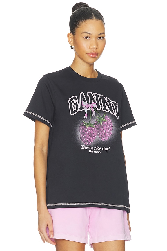 view 2 of 4 CAMISETA BASIC COTTON JERSEY RASPBERRY PRINT in Phantom