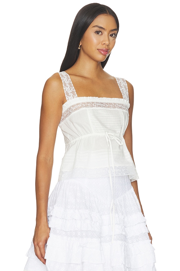 view 2 of 5 Cotton Voile Lace Slip Top in Bright White