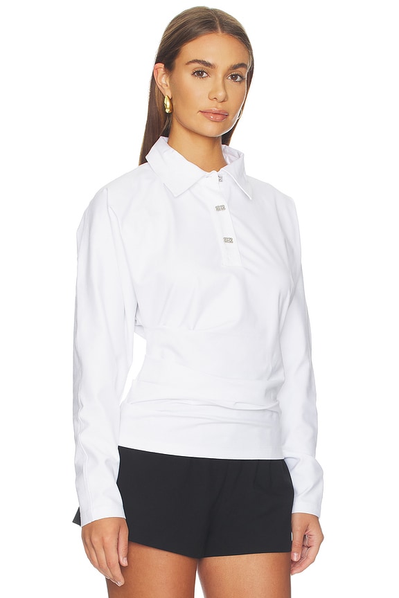 view 2 of 4 Heavy Stretch Jersey Draped Polo in Bright White