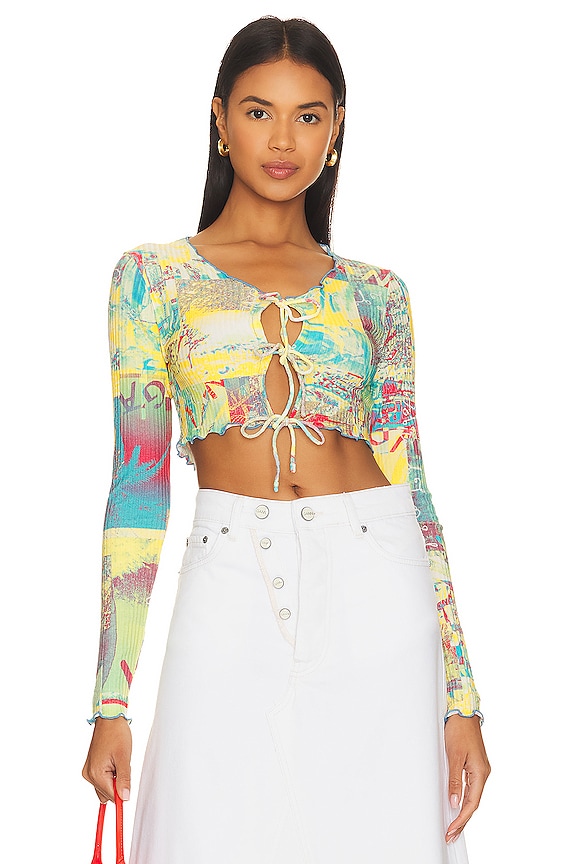 view 1 of 4 Printed Cropped Blouse in Multicolor