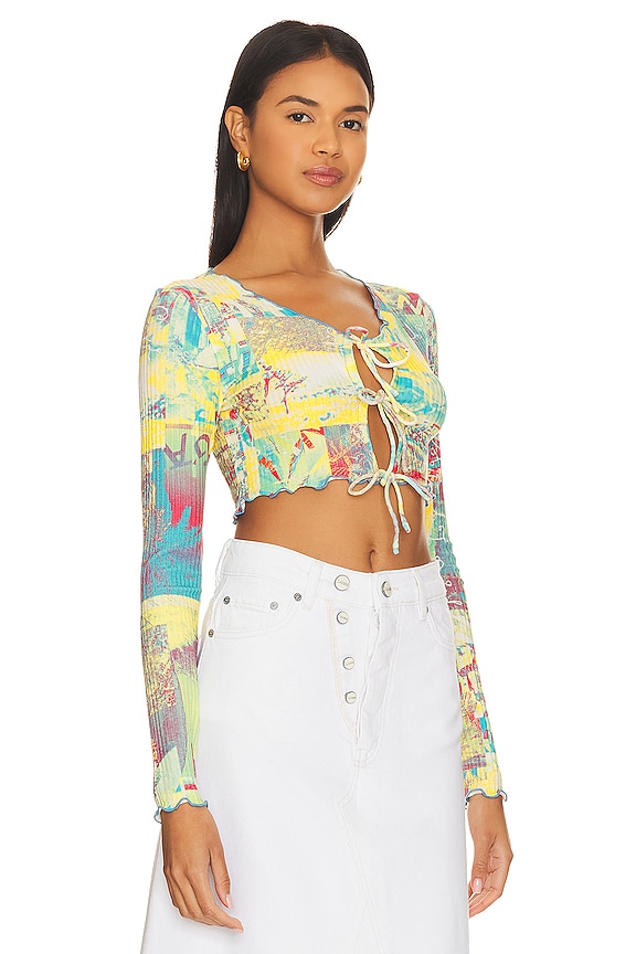 view 2 of 4 Printed Cropped Blouse in Multicolor