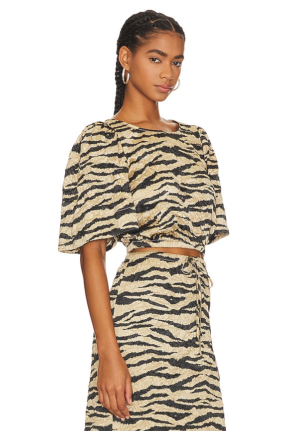 view 2 of 4 Crinkled Satin Blouse in Pale Khaki