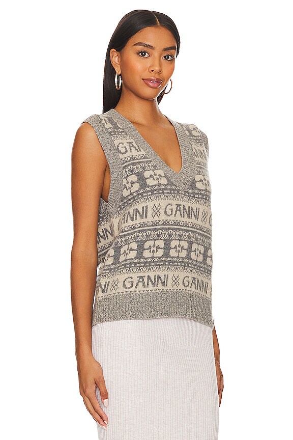 view 2 of 4 CHALECO EN MEZCLA DE LANA CON LOGO in Frost Gray