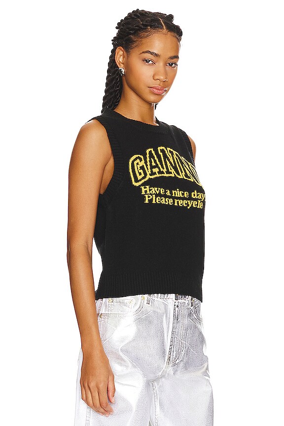 view 2 of 4 Graphic O-neck Vest in Black