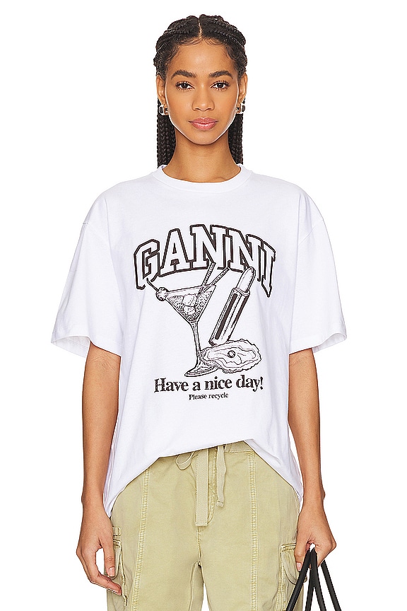 Ganni Cocktail T-Shirt in Bright White | REVOLVE