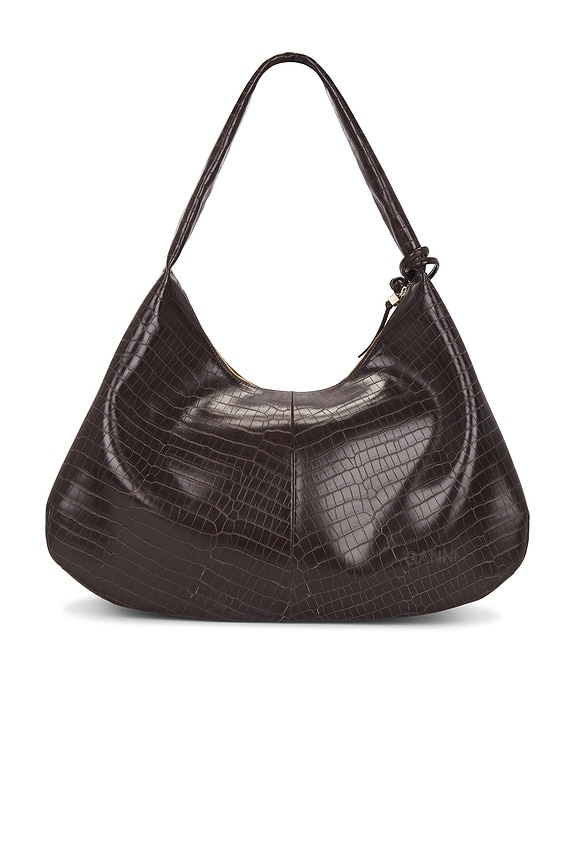 view 2 of 6 Ganni Bou Hobo XXL Croco Bag in Chocolate Fondant