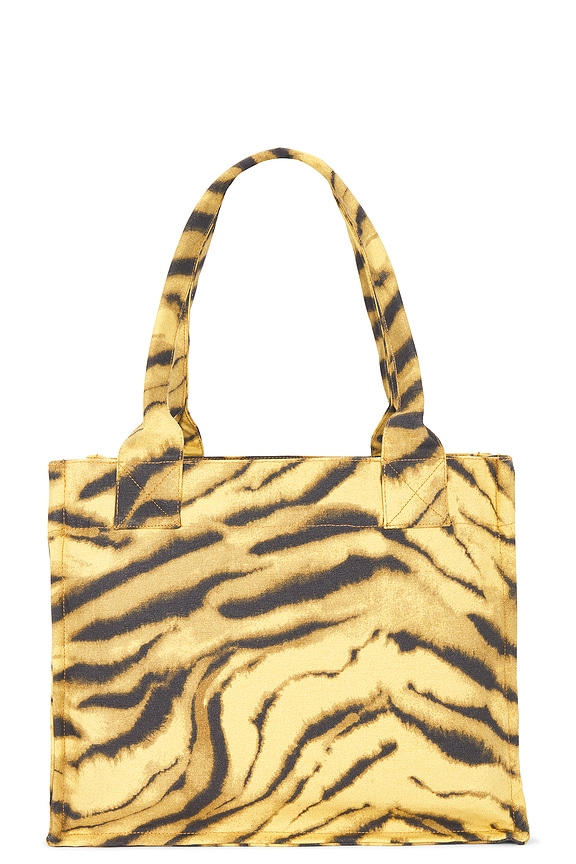 view 2 of 6 Large Easy Shopper Pocket Print Tote Bag in Khaki