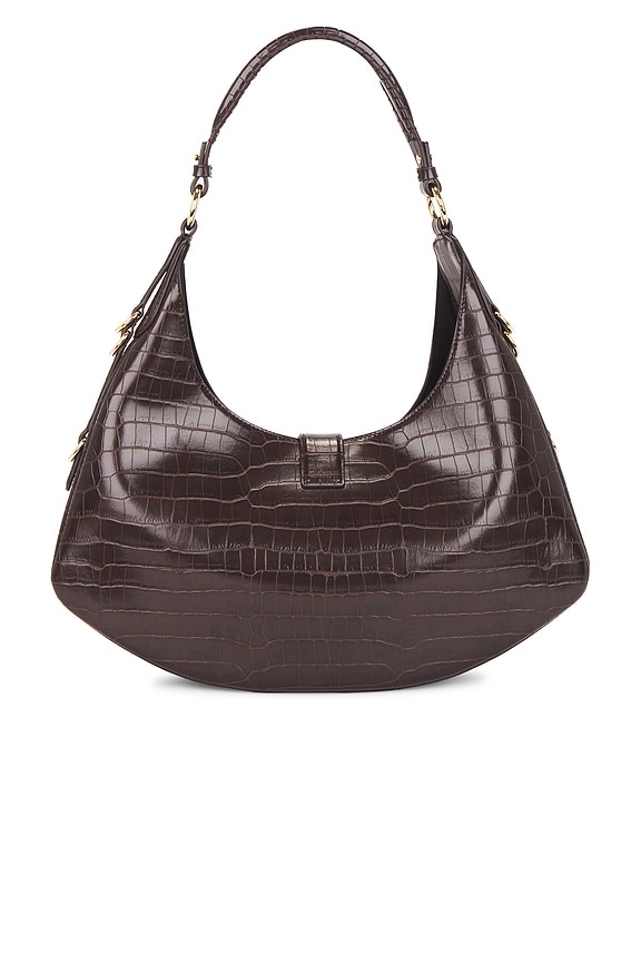 view 2 of 6 KAT SMALL CROC 스몰 호보백 in Chocolate Fondant