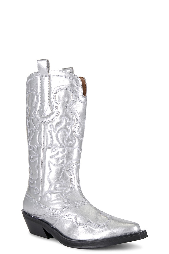 view 2 of 5 Embroidered Western Boot in Silver