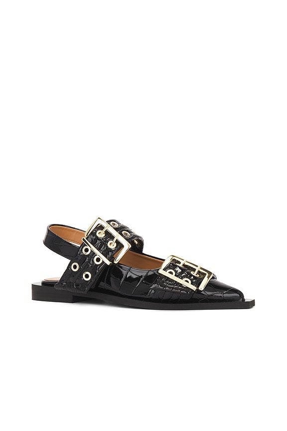 view 2 of 5 Buckle Ballerina Naplack Croco in Black