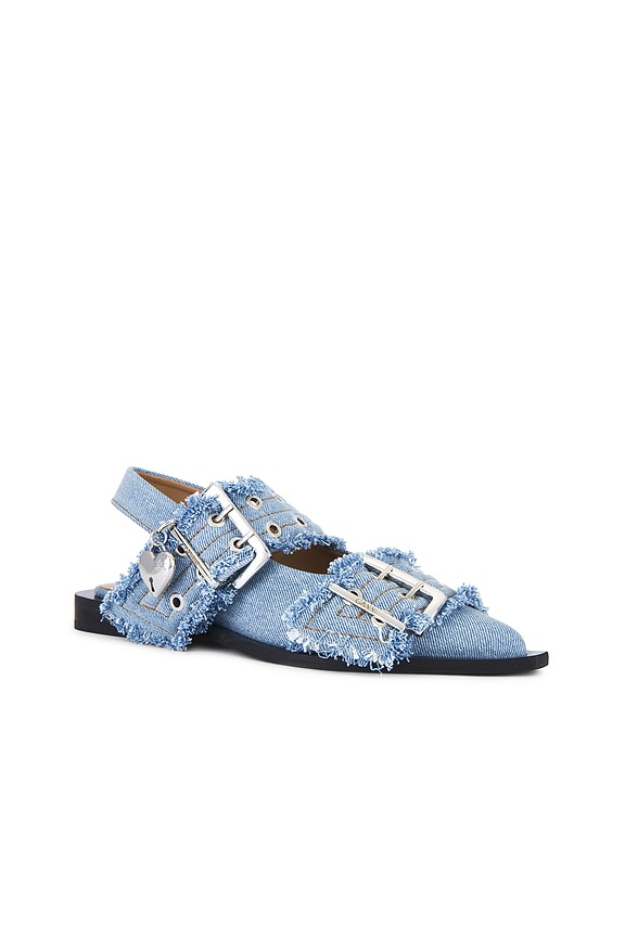 view 2 of 5 Feminine Buckle Ballerina in Faded Denim