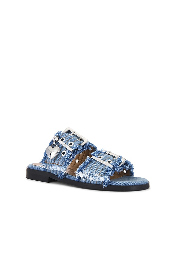 view 2 of 5 CHARMS DE SANDALIA CON DOS TIRAS Y HEBILLA EN DENIM DESCOLORIDO. FEMININE in Faded Denim