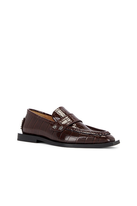 view 2 of 5 Studs Square Shiny Croco Loafer in Chocolate Fondant