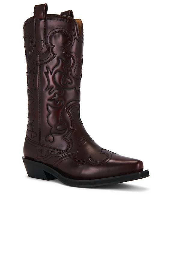 view 2 of 5 Embroidered Western Boot in Black & Dark Burgundy