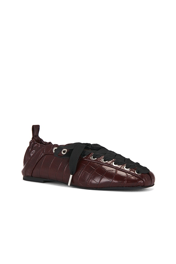 view 2 of 5 ZAPATO PLANO EYELETS LACE UP BALLERINA in Burgundy