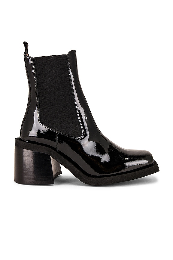 Ganni Patent Chelsea Boot in Black | REVOLVE