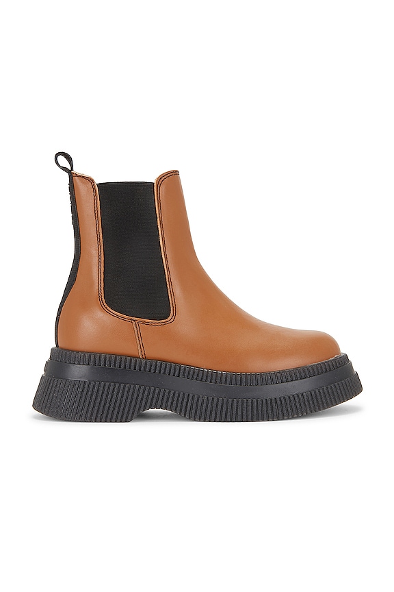 Ganni Creepers Chelsea Boot in Tiger's Eye REVOLVE