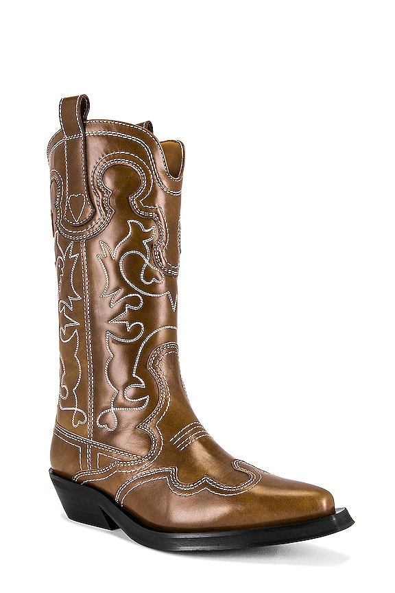 view 2 of 5 BOTTINES MID SHAFT EMBROIDERED WESTERN in Tigers Eye