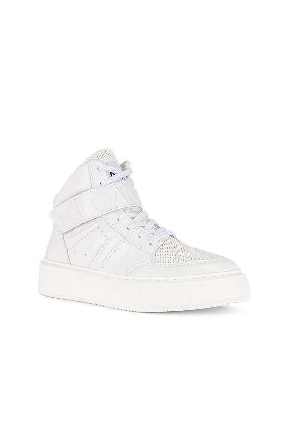 view 2 of 6 Sporty Mix Cupsole High Top Velcro Sneaker in Oyster Gray in Egret