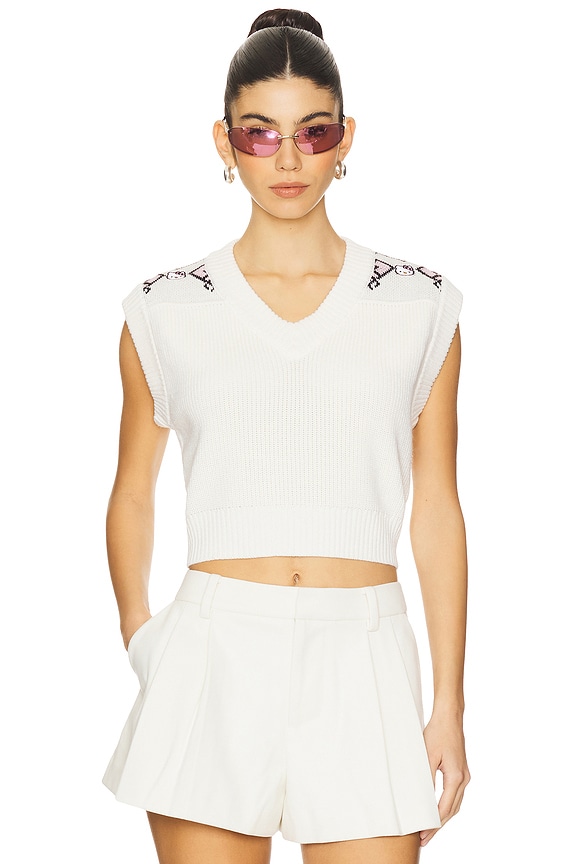 view 2 of 6 Hello Kitty Argyle Gilet in Off White