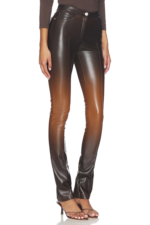 view 2 of 6 Zippers Faded Faux Leather Skinny Pant in Tobacco