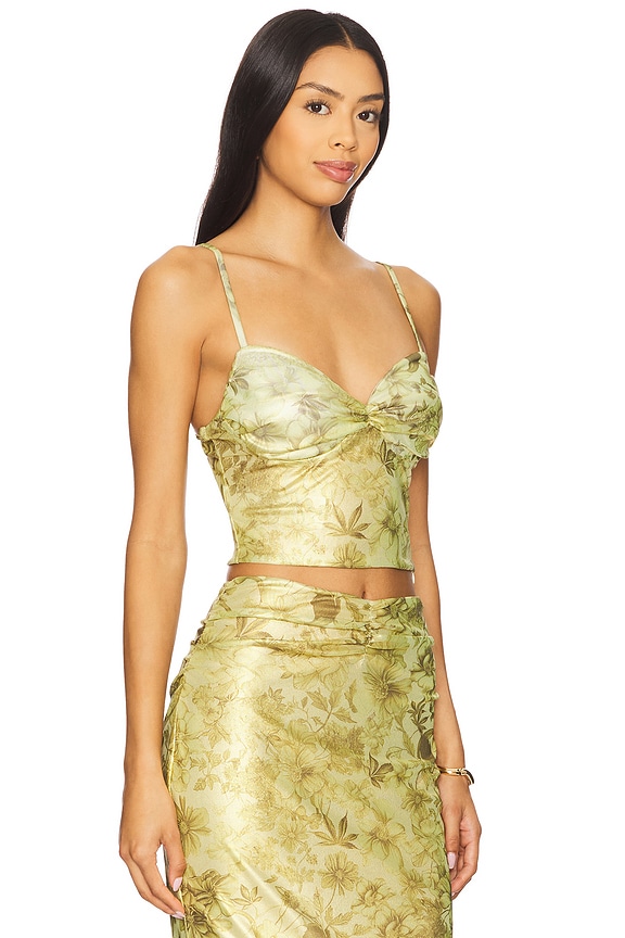 view 2 of 4 Printed Lame Top in Green