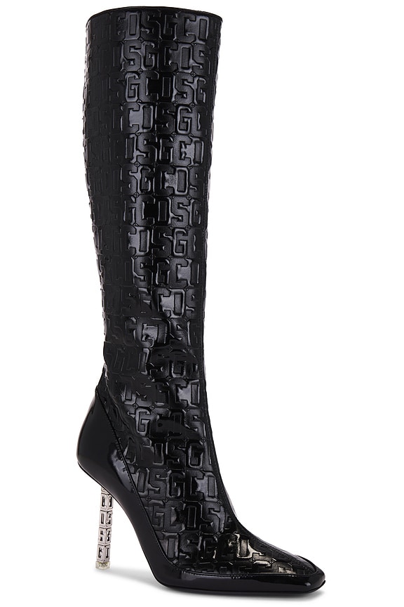 view 2 of 5 Patent Monogram Logo Chain Boots in Black