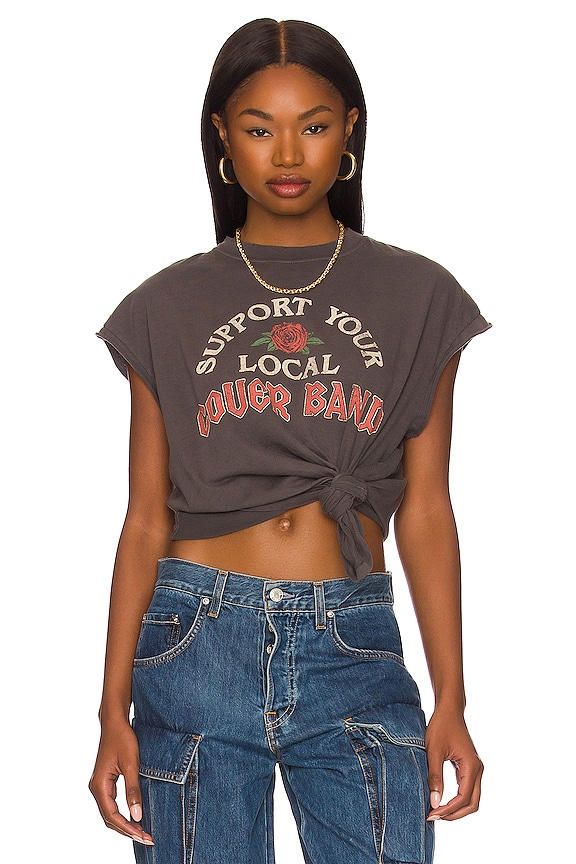 Girl Dangerous Support Your Local Cover Band Tee in Vintage Black | REVOLVE