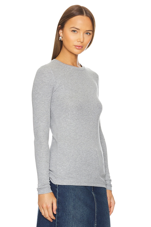 view 2 of 4 Ribbed Long Sleeve Tee in Heather Grey