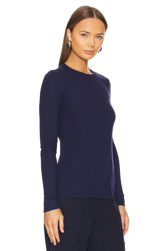 view 2 of 4 RIBBED ロングスリーブTシャツ in Navy