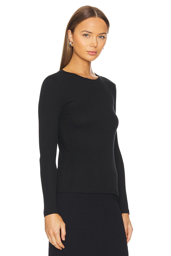 view 2 of 4 CAMISETA DE CANALÉ DE ALGODÓN LONG SLEEVE in Black