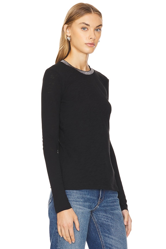 view 2 of 5 Metallic Trim Long Sleeve Tee in Black