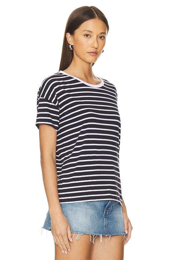 view 2 of 4 ФУТБОЛКА С ОПУЩЕННЫМИ ПЛЕЧАМИ SHORT SLEEVE in Navy & White