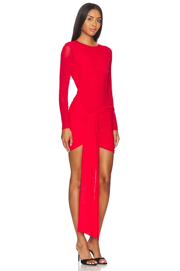 view 2 of 3 Gathered Belt Dress in Red