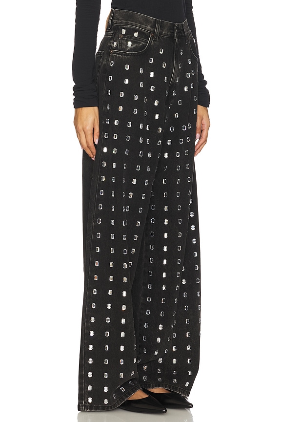 view 2 of 6 Embellished Wide Leg Jean in Black Denim