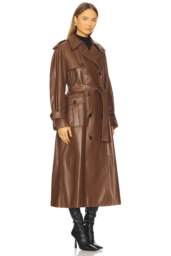 view 2 of 3 Leather Trenchcoat in Brown