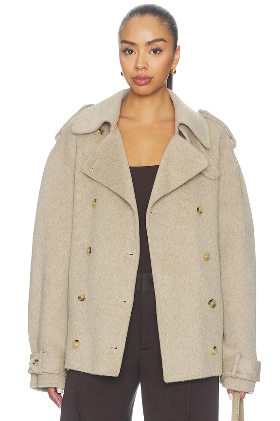 view 2 of 6 Shawl Wrap Short Trench in Beige
